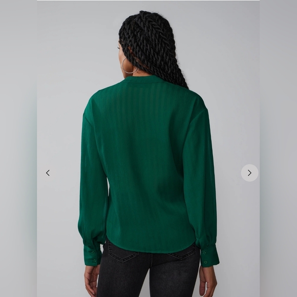 NWT Balloon Sleeve Striped Blouse Size Large in Green by NY & Co. - Picture 4 of 8